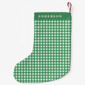 Vintage groen en wit geruit gepersonaliseerd kleine kerstsok (Achterkant)