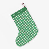Vintage groen en wit geruit gepersonaliseerd kleine kerstsok (Achterkant (Hangend))