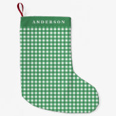Vintage groen en wit geruit gepersonaliseerd kleine kerstsok (Voorkant)