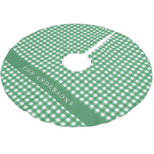Vintage groen en wit gingham geruit gepersonalisee kerstboom rok