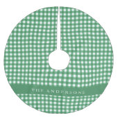 Vintage groen en wit gingham geruit gepersonalisee kerstboom rok (Voorkant)