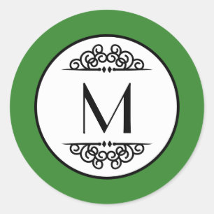 Vintage Groen Monogram - de Sticker van de Cirkel