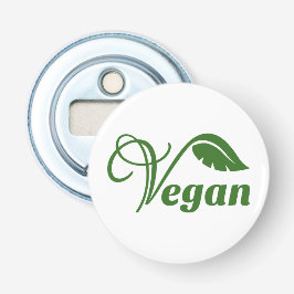 Vintage groen vegan logo blad van Bearnd Button Flesopener