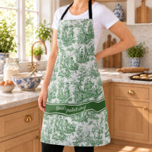 Vintage groen wit toile de jouy bedrukt 
