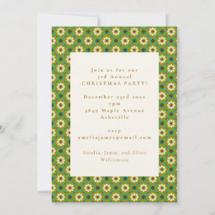 Vintage groene boho bloemrijke kerstvakantiefeest kaart