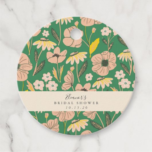 Vintage groene Boho bloemstuk aangepaste bruidsdou Bedankjes Labels (Voorkant)