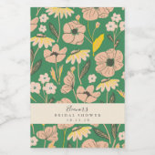 Vintage groene Boho bloemstuk aangepaste bruidsdou Wijn Etiket (Enkel label)