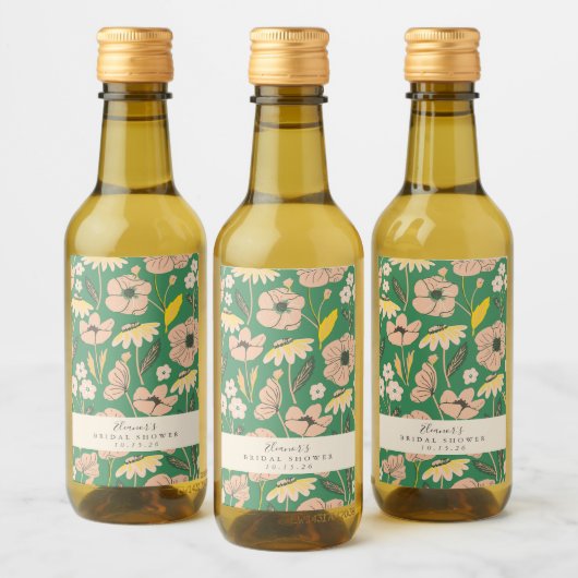 Vintage groene boho bloemstuk aangepaste bruilofts wijn etiket (Flessen)