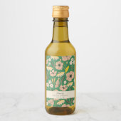 Vintage groene boho bloemstuk aangepaste bruilofts wijn etiket (Voorkant)