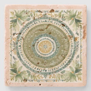 Vintage Groene Boho Mandala Stenen Onderzetter