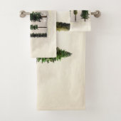 Vintage groene bosbomen Rustic Woodsy Bad Handdoek (Insitu)