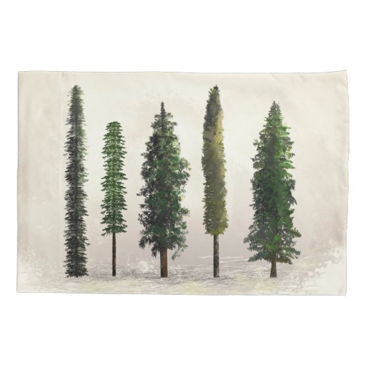 Vintage groene bosbomen Rustic Woodsy Kussensloop (Achterkant)