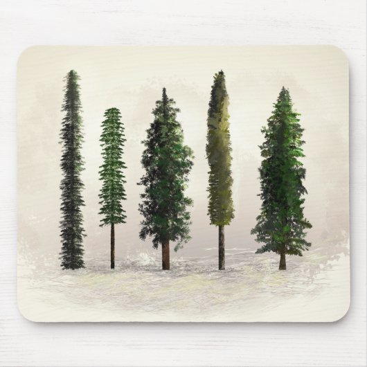 Vintage groene bosbomen Rustic Woodsy Muismat (Voorkant)