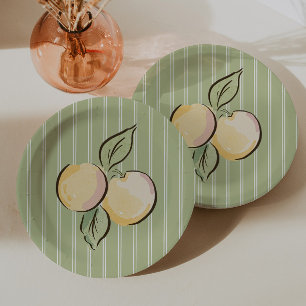 Vintage groene citrus baby shower papieren bordje
