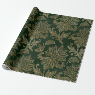 Vintage groene en gouden namaak bloemendecoratie k cadeaupapier