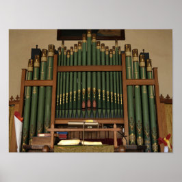 Vintage groene en gouden pijporgel 🎹 poster