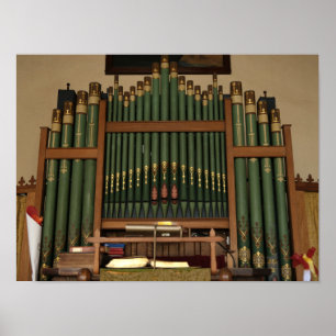 Vintage groene en gouden pijporgel 🎹 poster