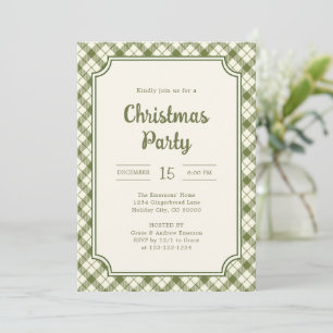 Vintage groene geruite kerstfeest kaart