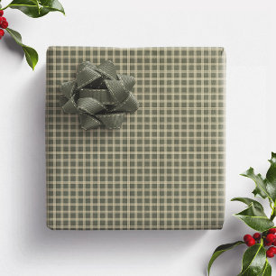 Vintage groene geruite vakantie ruitpatroon eenvou cadeaupapier