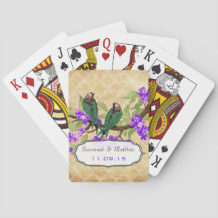 Vintage Groene Liefdesvogel Trouwcadeau Speelkaart Pokerkaarten