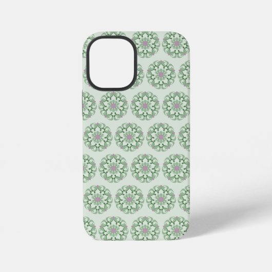 vintage groene lotuspatroon iPhone hoesje (Achterkant)
