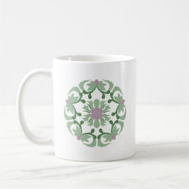 vintage groene lotuspatroon koffiemok