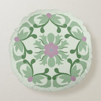 vintage groene lotuspatroon rond kussen