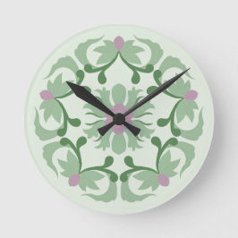 vintage groene lotuspatroon ronde klok