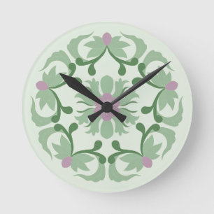 vintage groene lotuspatroon ronde klok