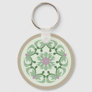vintage groene lotuspatroon sleutelhanger