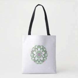 vintage groene lotuspatroon tote bag