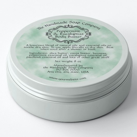 Vintage Groene Perkament Lichaamsboterpot Etiket