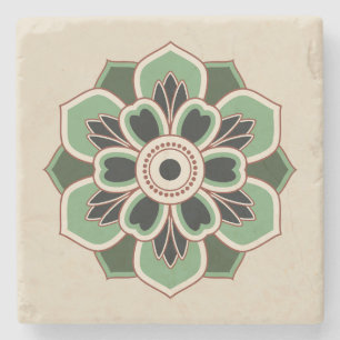 vintage groene rozet patroon stenen onderzetter