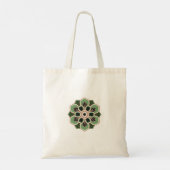 vintage groene rozet patroon tote bag (Achterkant)