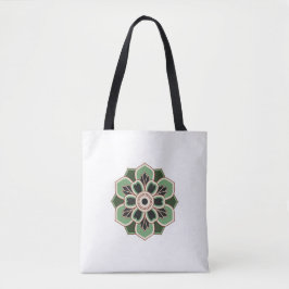 vintage groene rozet patroon tote bag