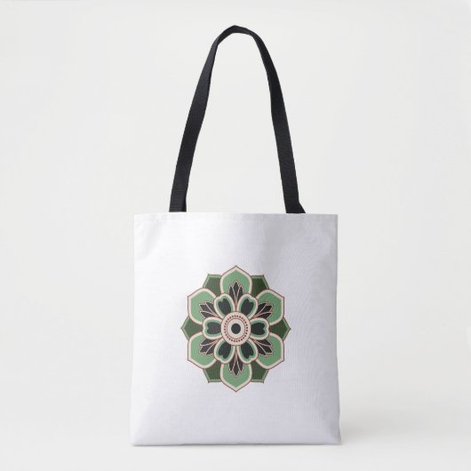 vintage groene rozet patroon tote bag (Voorkant)