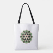 vintage groene rozet patroon tote bag (Achterkant)