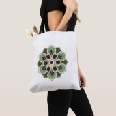 vintage groene rozet patroon tote bag (Dichtbij)