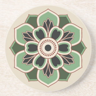 vintage groene rozet patroon zandsteen onderzetter
