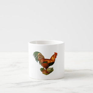 Vintage groene staart veren Rooster Cocreet Espresso Kop