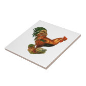 Vintage groene staart veren Rooster Cocreet Tegeltje (Zijkant)
