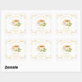 Vintage groene thee vierkante label (Vel)