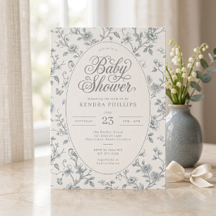 Vintage groene toile bloemenkraamfeest kaart