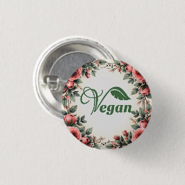 Vintage groene vegan logo blad door Bearnd Ronde Button 3,2 Cm