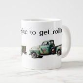 Vintage groene vrachtwagen cafeïnebrandstof grote koffiekop (Voorkant rechts)