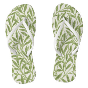 Vintage groene wilgenbladeren botanisch teenslippers
