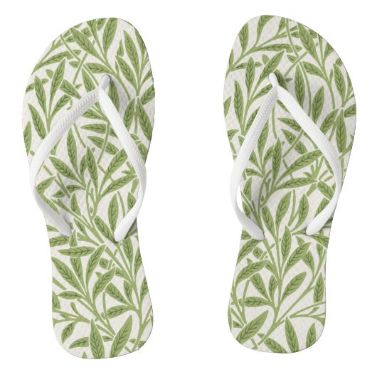 Vintage groene wilgenbladeren botanisch teenslippers (Voetbed)