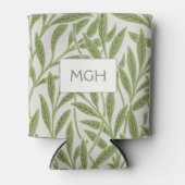 Vintage Groene Wilgenbladeren Monogram Blikjeskoeler (Voorkant)