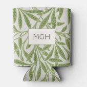 Vintage Groene Wilgenbladeren Monogram Blikjeskoeler (Achterkant)