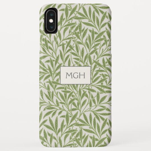 Vintage groene wilgenbladeren monogram Case-Mate iPhone case (Achterkant)